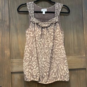 LOFT taupe and cream sleeveless top
